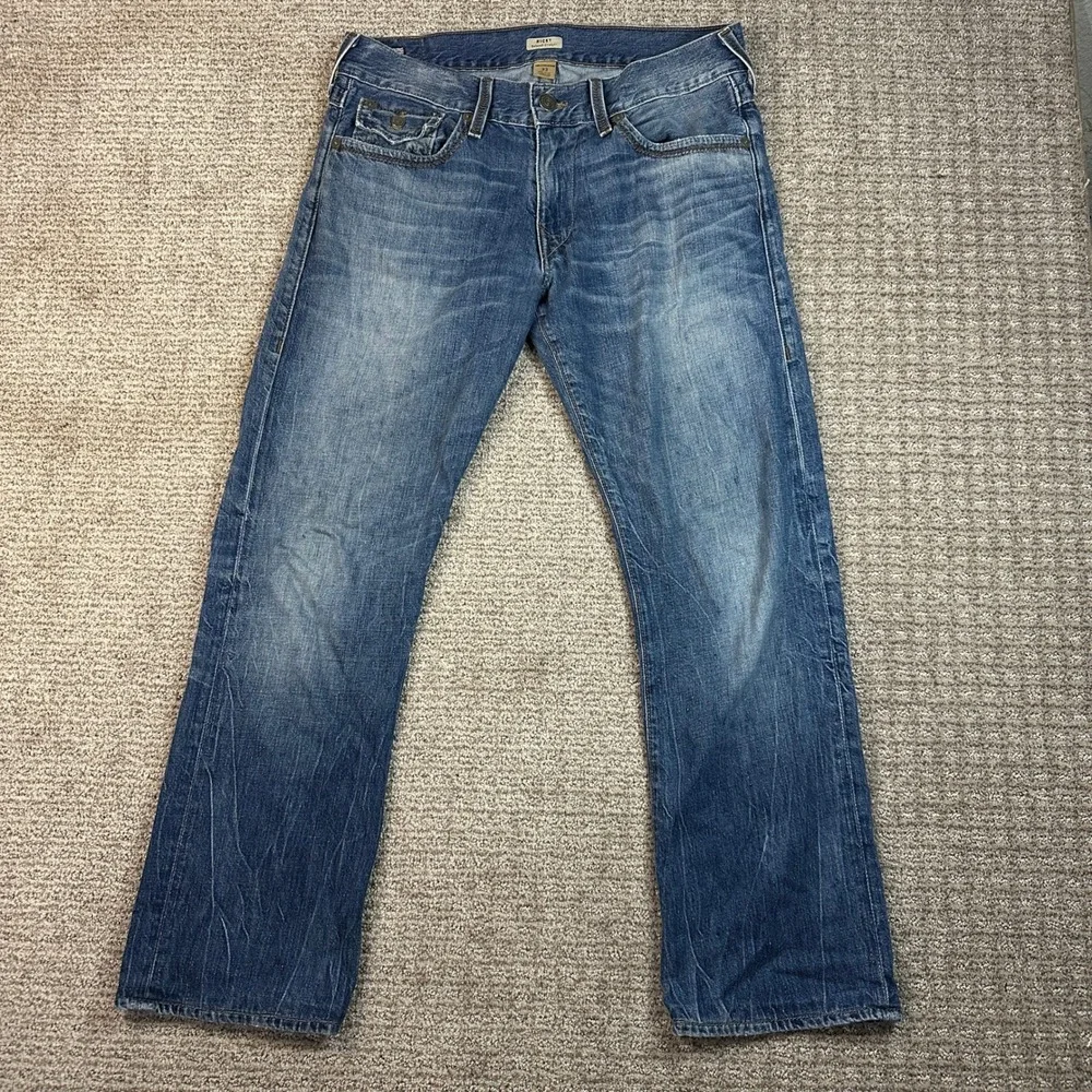 True Religion Ricky Relaxed Straight Jeans Mens 33 Medium Wash Made in USA